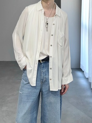 wrinkle sheer loose shirt / white