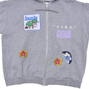 NATASHA ZINKO  DUO JERSEY HOODED ZIP SWEATSHIRT FIRE