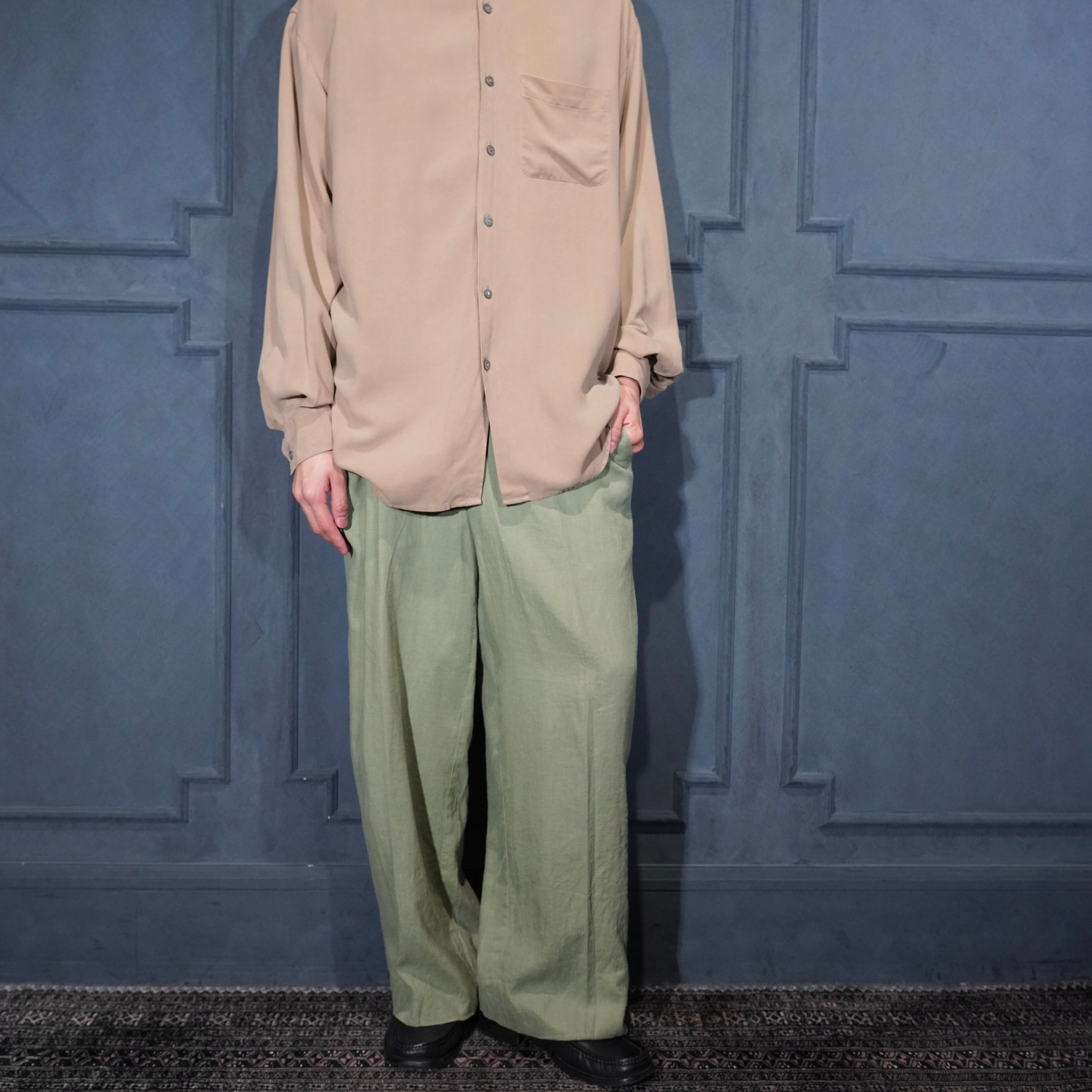 USA VINTAGE craiborne TUCK DESIGN LINEN RAMIE RAYON WIDE SLACKS