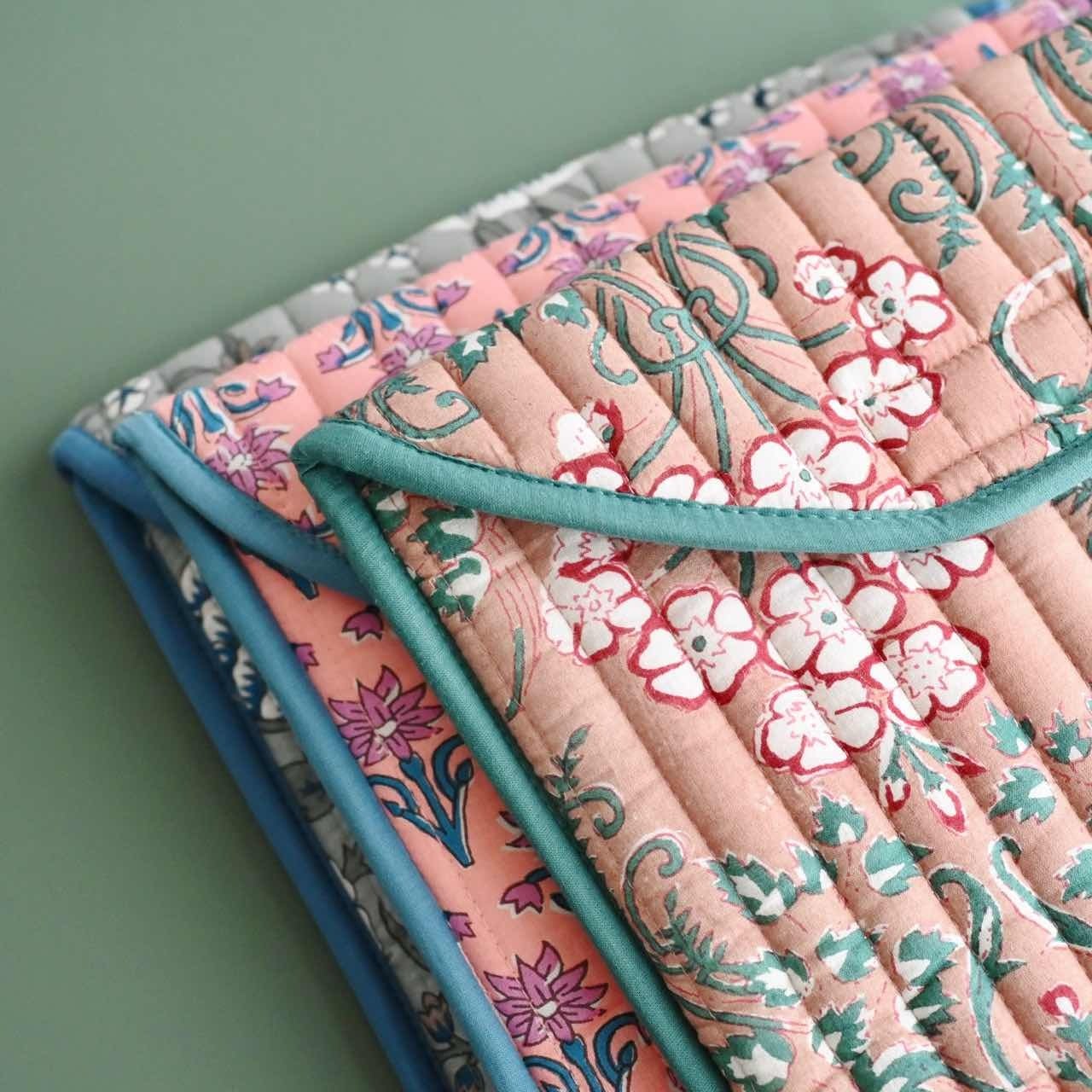 PCケース パソコンケース 本革 レザー アンティーク ブロックプリント