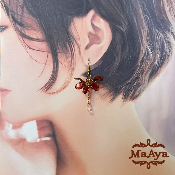 こがね金木犀の耳飾り（ピアス/イヤリング・ディップアート）【MA-85