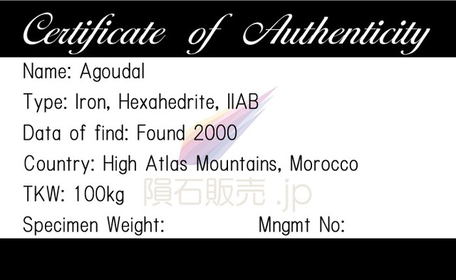 アグダル 隕石 9.9g ヘキサヘドライト 鉄隕石 標本 Agoudal M2607