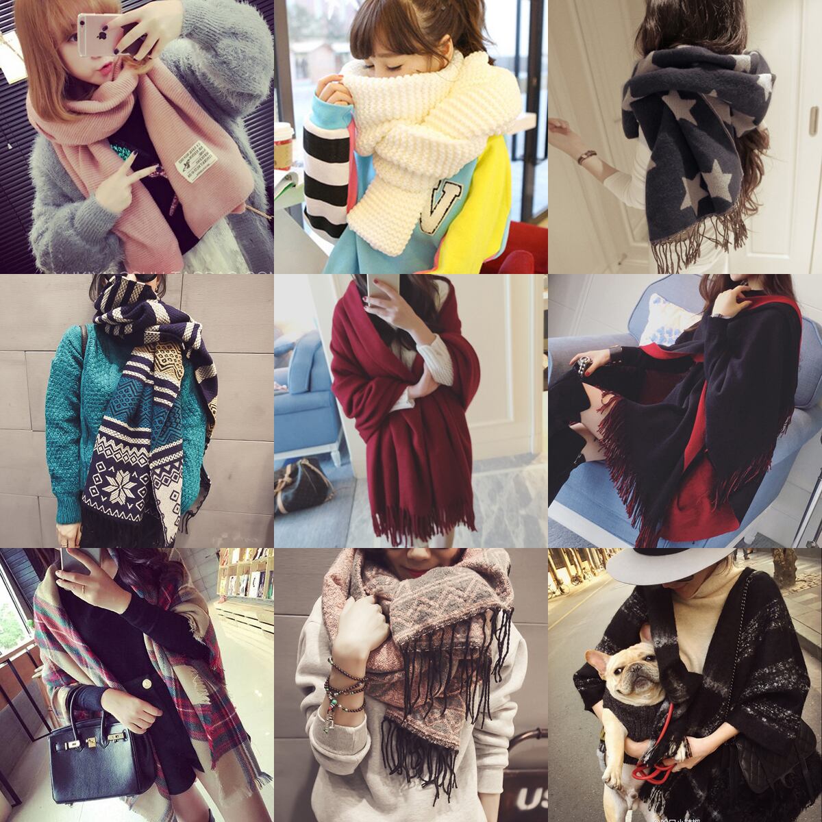 スカーフ ウィンター格子柄 冬物 ブラック・アイド・ピーズ21566313394