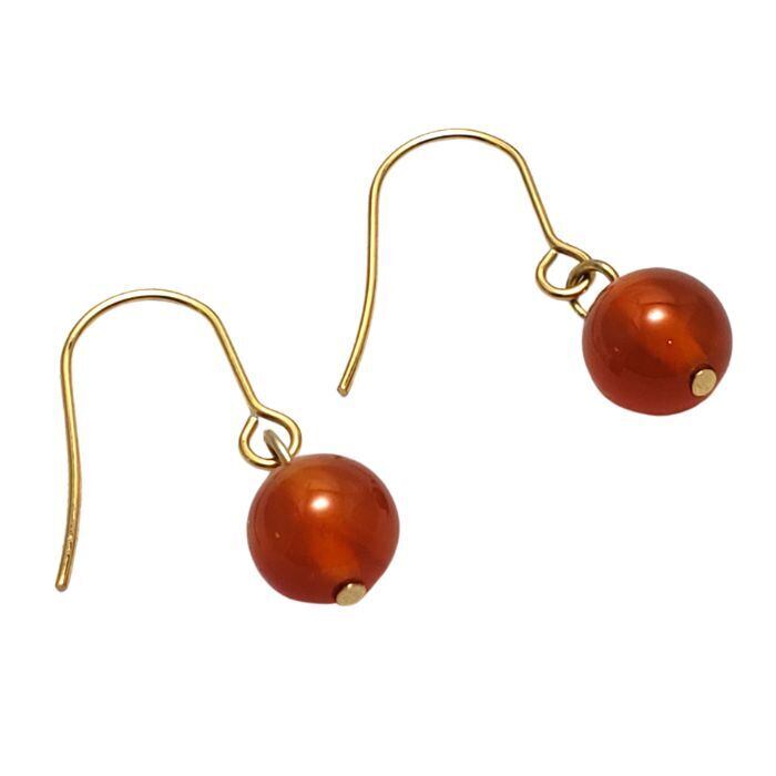 オレンジ カーネリアン 8mm パワーストーン ピアス 天然石 ピアス 7月 誕生石 金属アレルギー 対応 ギフト イヤリング変更可 送料無料 レディース ピアス 恋愛運 アクセサリー