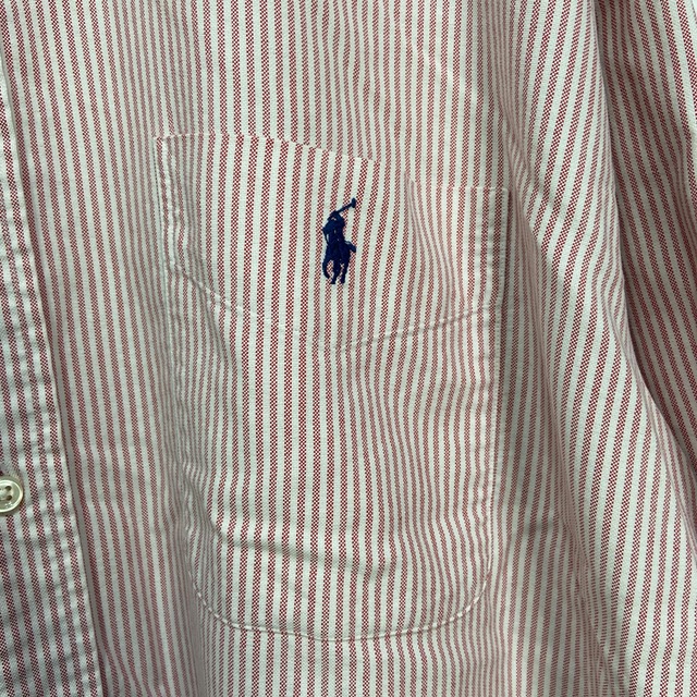 90s RalphLauren BIGSHIRT ストライプシャツ ピンク XL