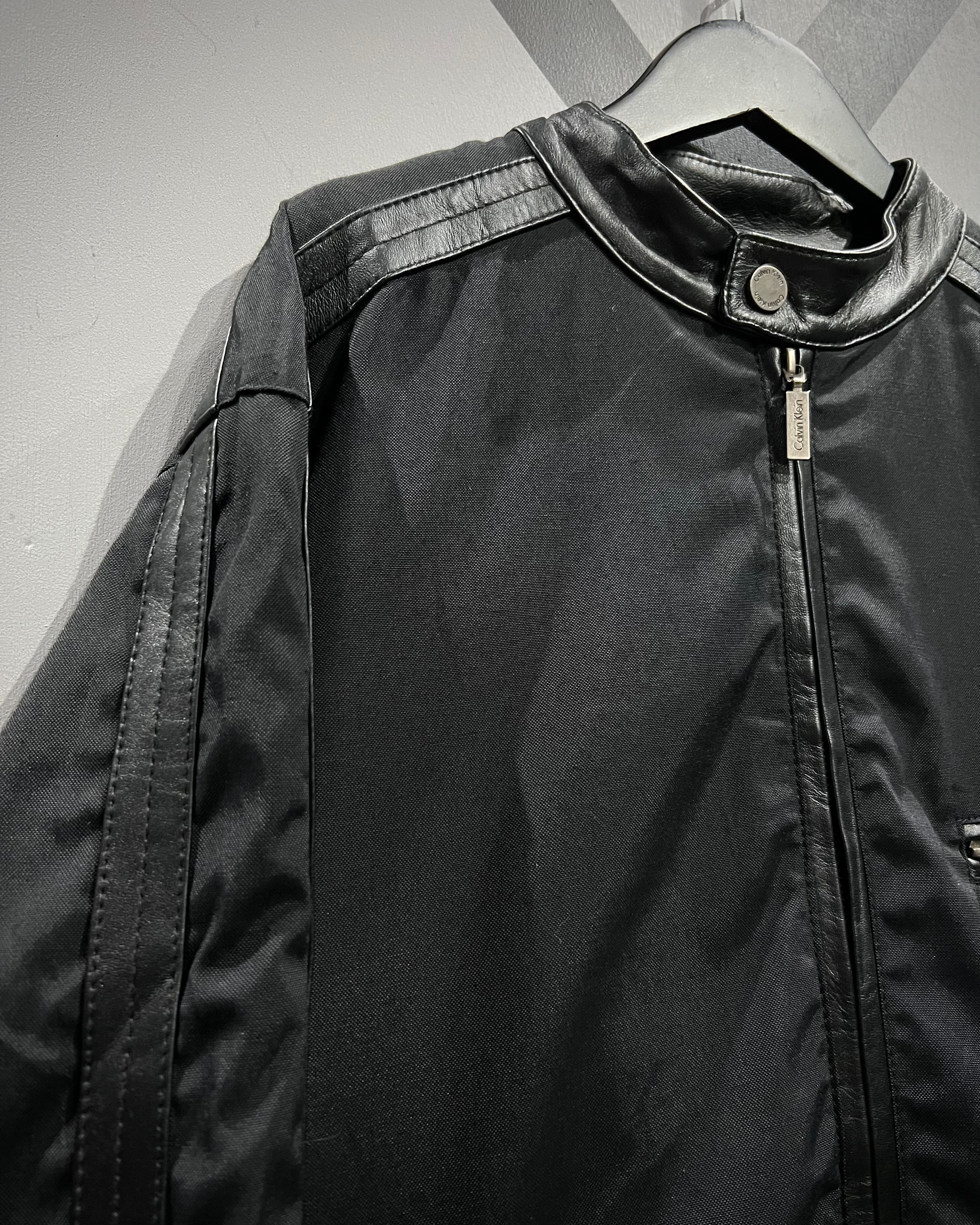 X VINTAGE】“Calvin Klein” Leather Switching Single Riders Jacket