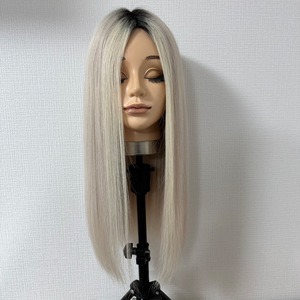 5番 あまんだ フルウィッグ プリンホワイト レースウィッグ 百合子ウィッグレミー人毛100%