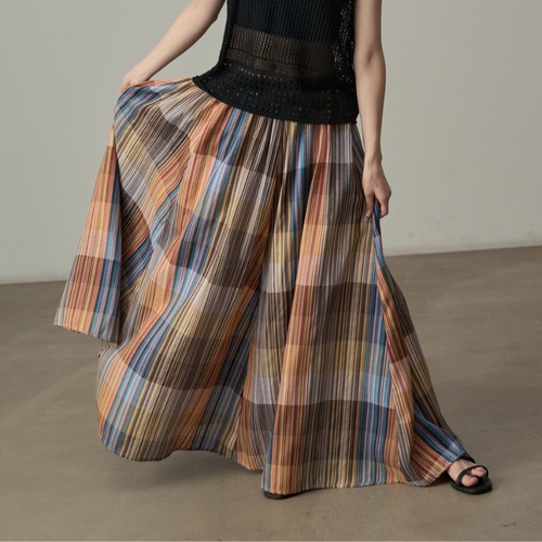 check pattern long skirt　L0551