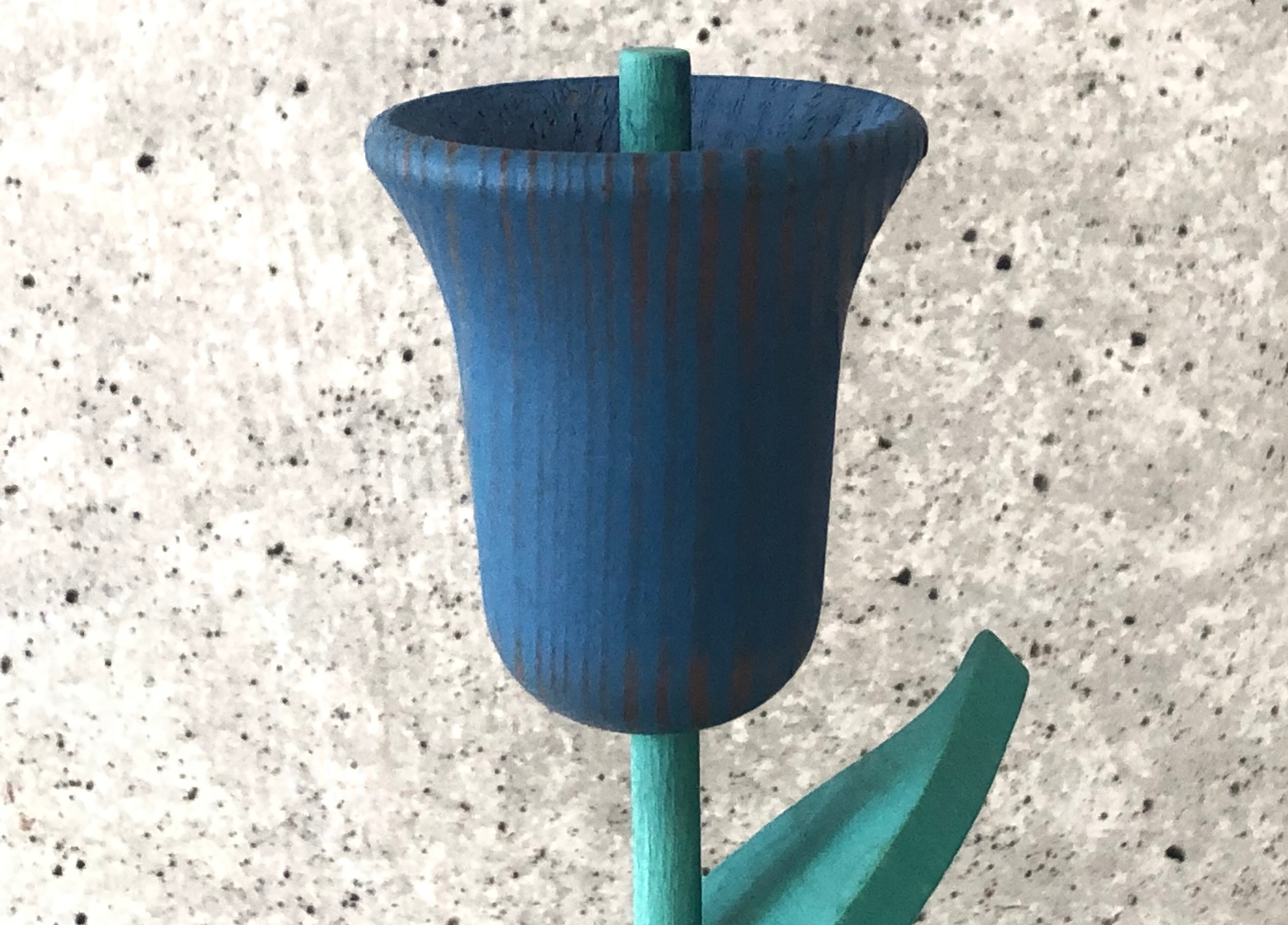 aarikka アーリッカ 3本の青い花の寄せ植え　木製　オブジェ 再販】アーリッカaarikka木製花のオブジェ2023-2-⑥ | raptique【北欧