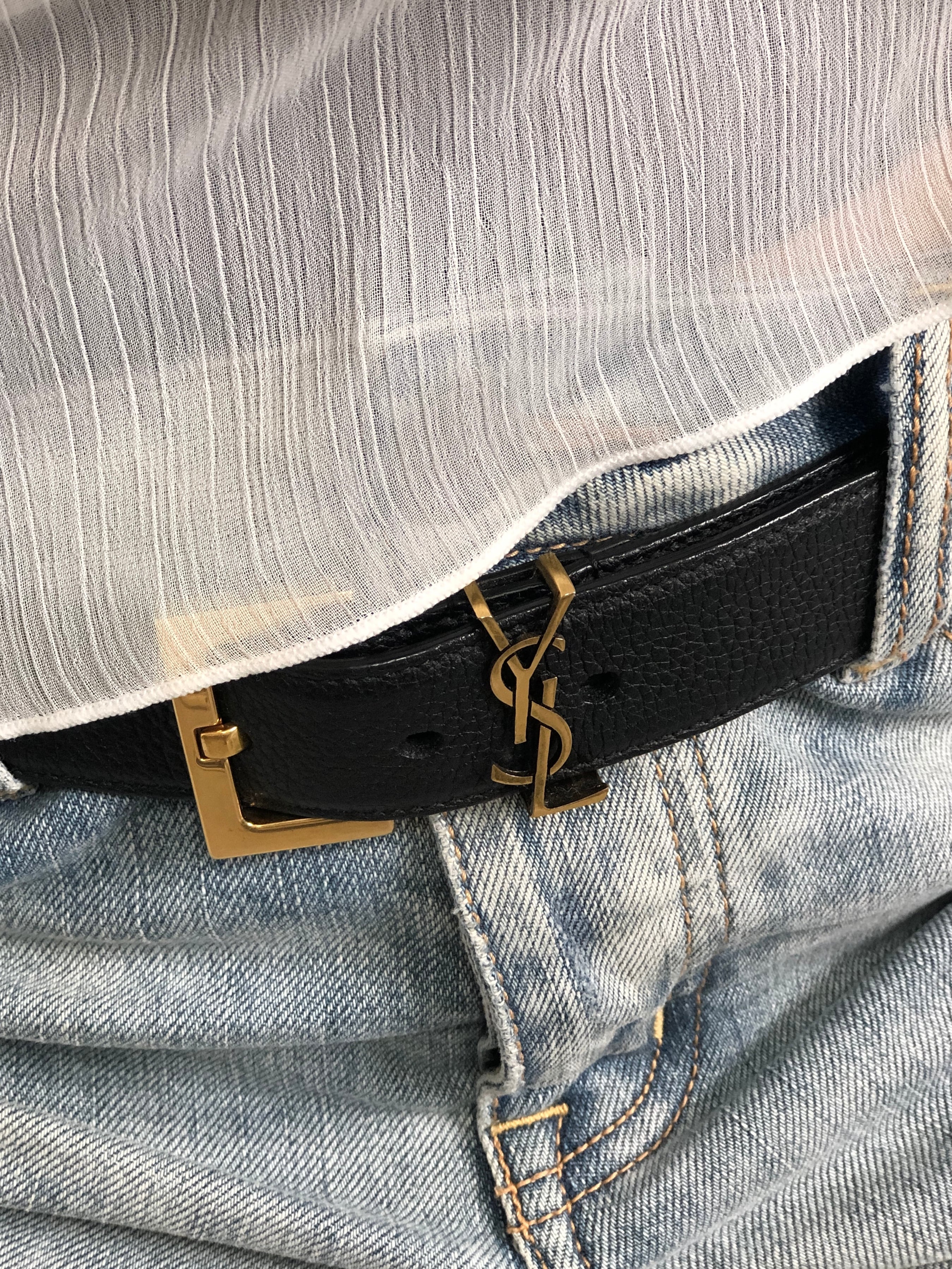 Yves Saint Laurent イヴ・サンローラン ブローチ ゴールド YSL ライン