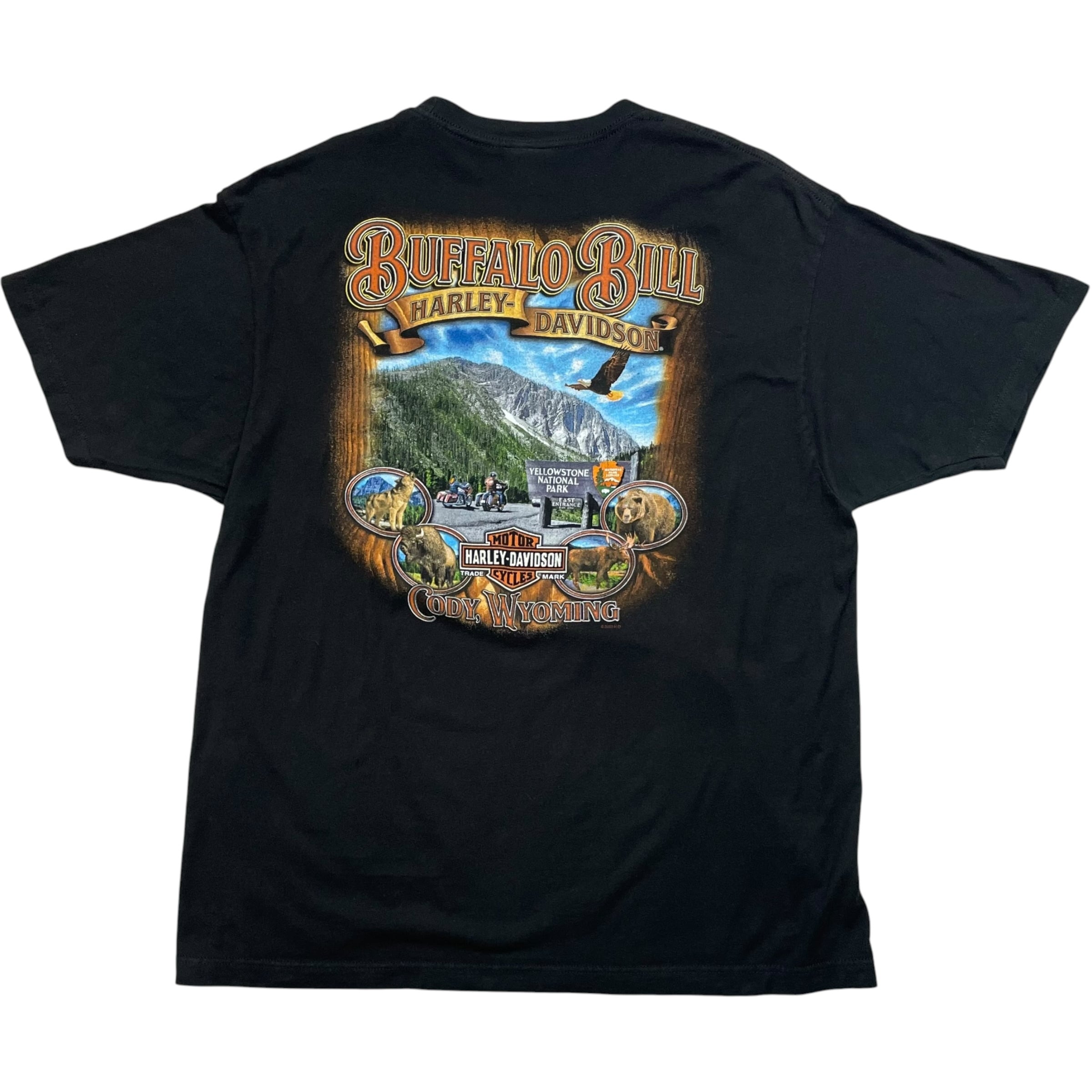 《2XL》Harley-Davidson ハーレーダビッドソン Tシャツ 両面プリント スカル 動物 バイクプリント ブラック no.10363