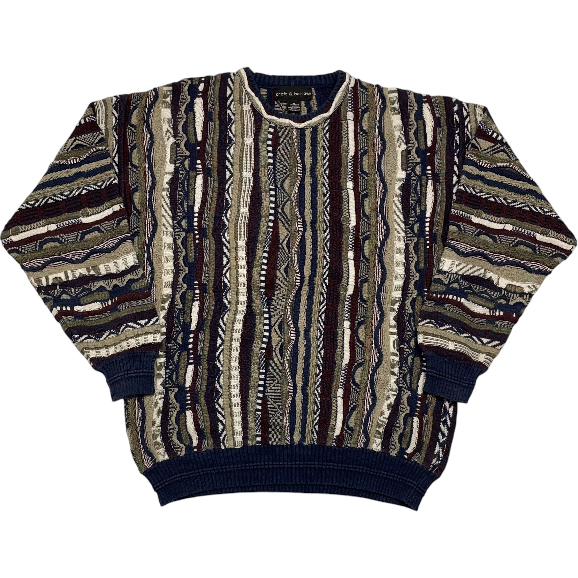 《L》 croft & barrow 3Dニット セーター 総柄 90年代〜 no.4679