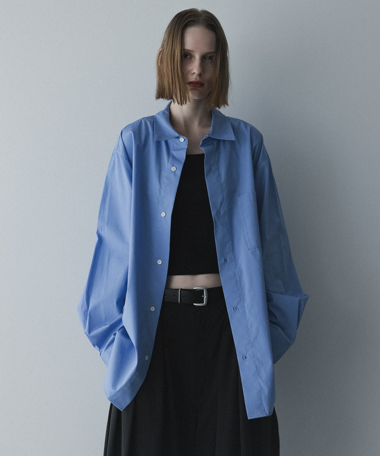 まつり remer × THOMAS MASON シャツ THOMAS MASON】loose basic oversize shirt〈 Blue 〉 | remer