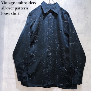 Vintage embroidery all over pattern loose shirt