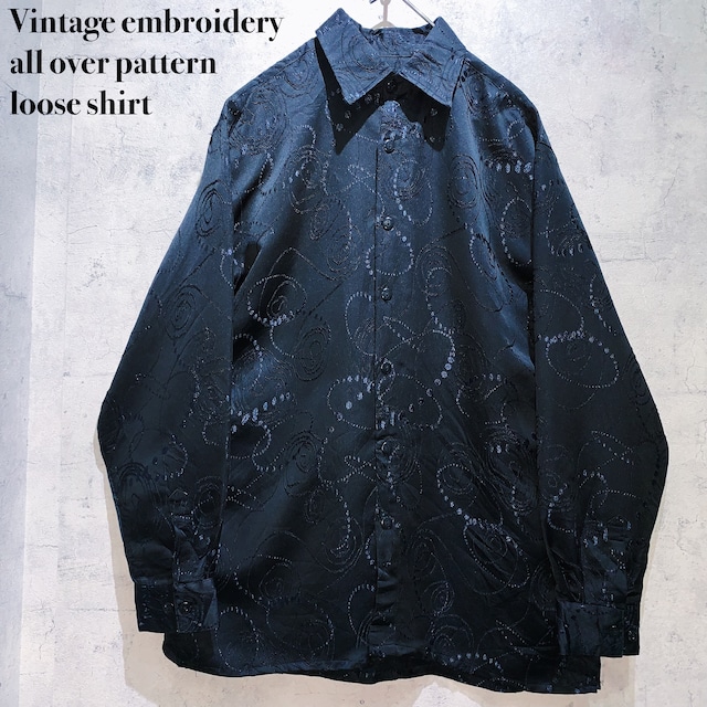 Vintage embroidery all over pattern loose shirt