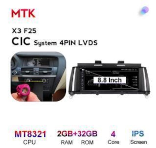 BMW X3 F25 2011-2017 アンドロイドナビ MTK CIC 32G -YA-1090
