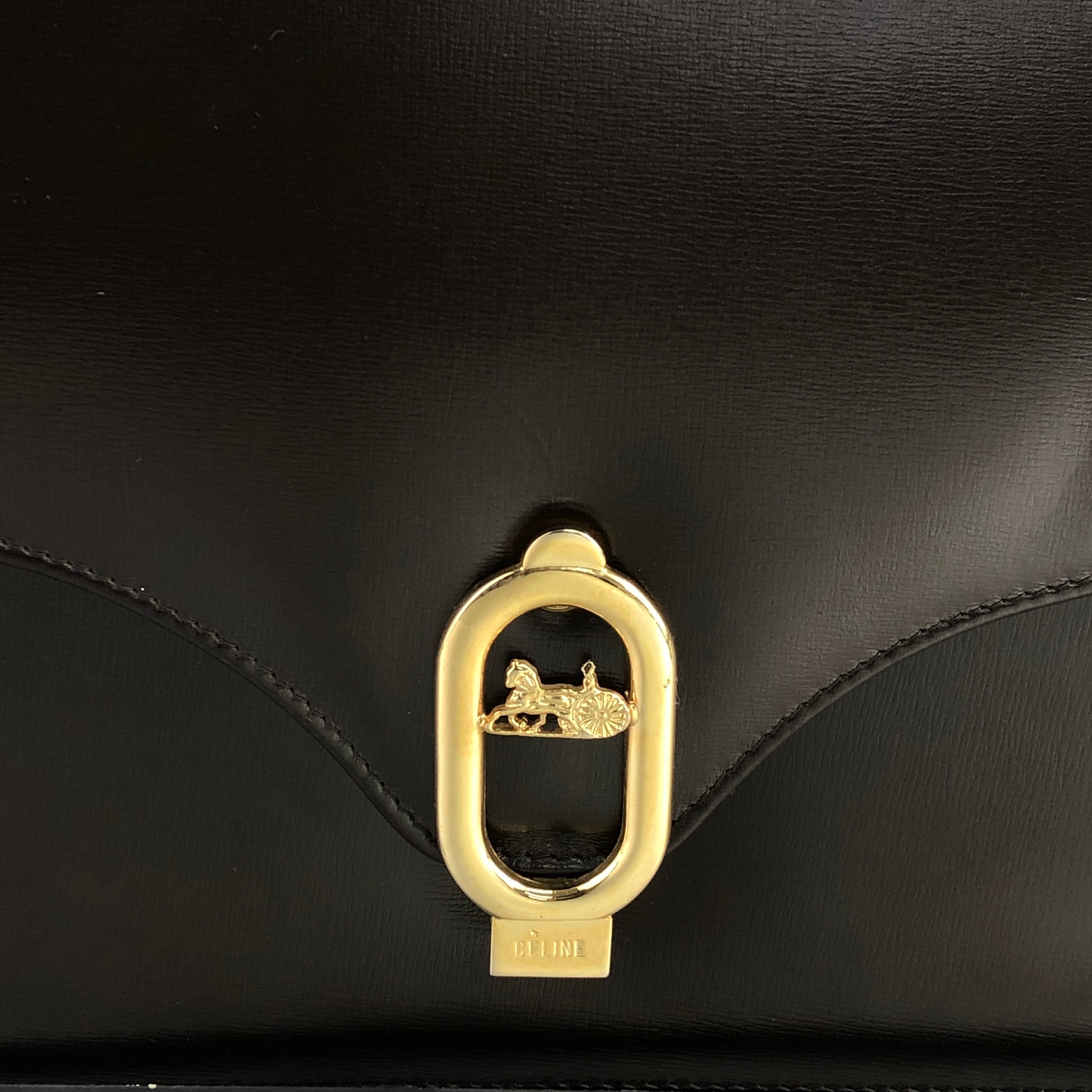 CELINE セリーヌ ショルダーバッグ ブラウン 馬車 レザー vintage