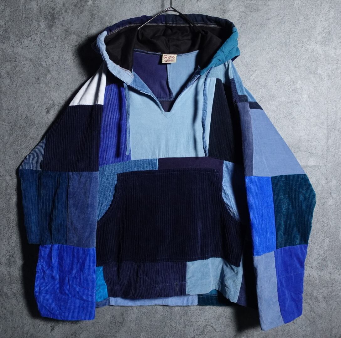 Patchwork Design Vintage Corduroy Hoodie