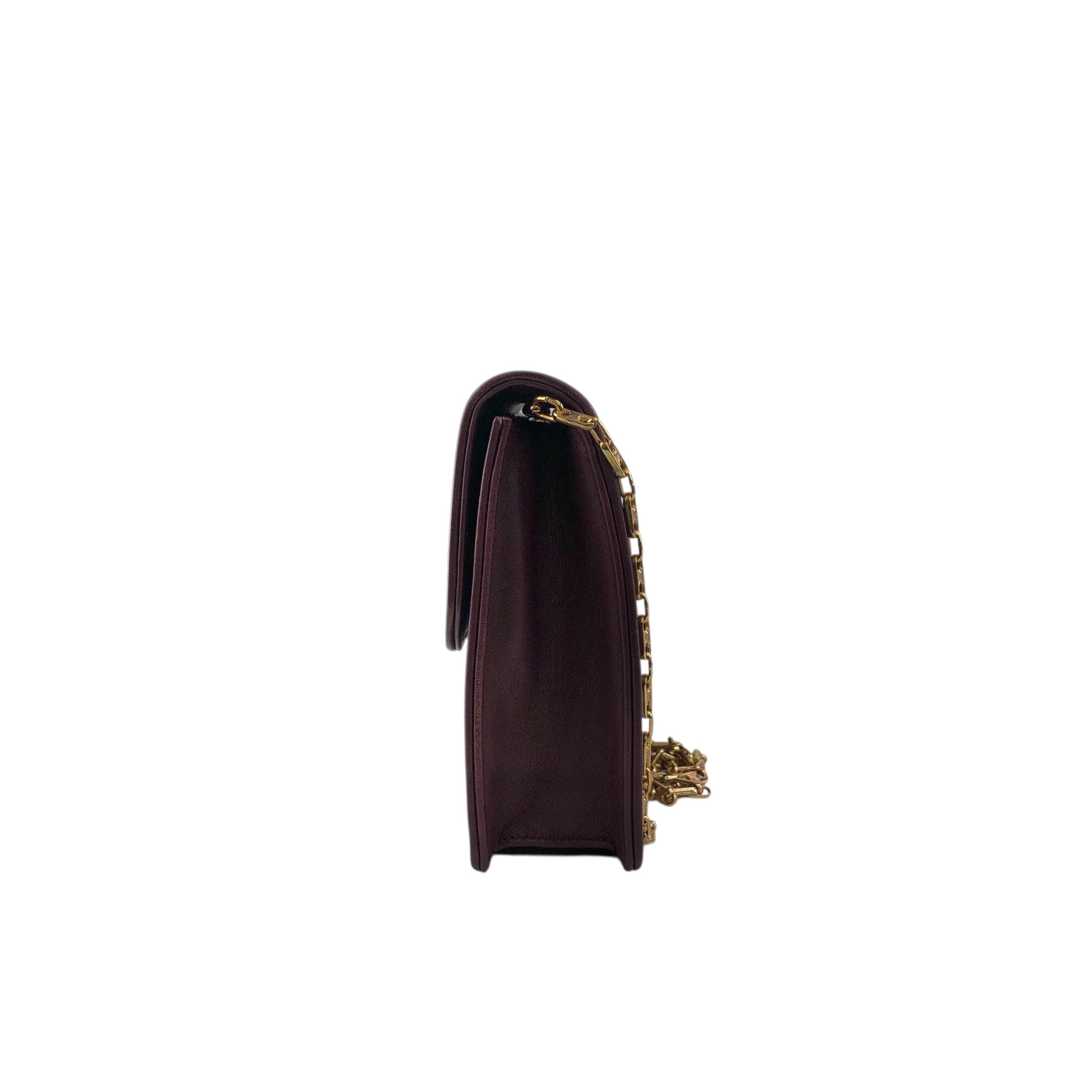 CELINE セリーヌ ショルダーバッグ ボルドー エンブレム レザー CELINE セリーヌ ショルダーバッグ ボルドー エンブレム レザー