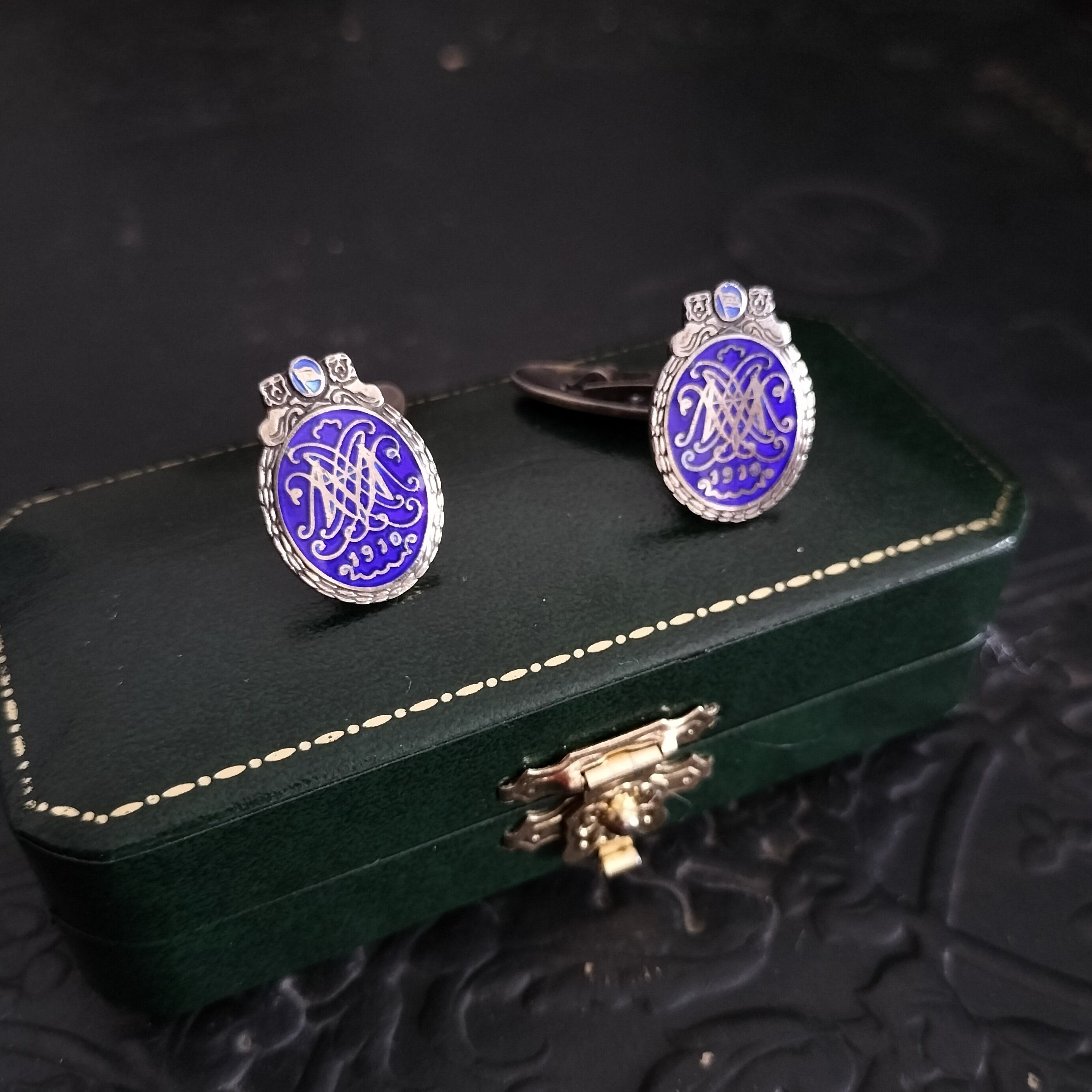 Antique Norwegian Silver & Enamel Cufflinks
