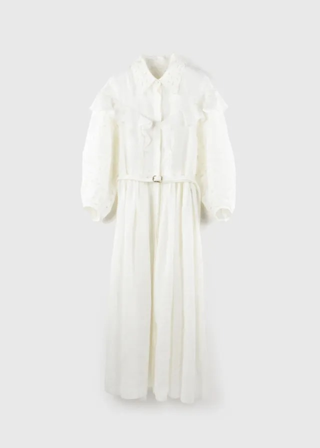 CHLOE｜L22A-CHL-OP01P "Balloon Sleeves Dress" WHITE
