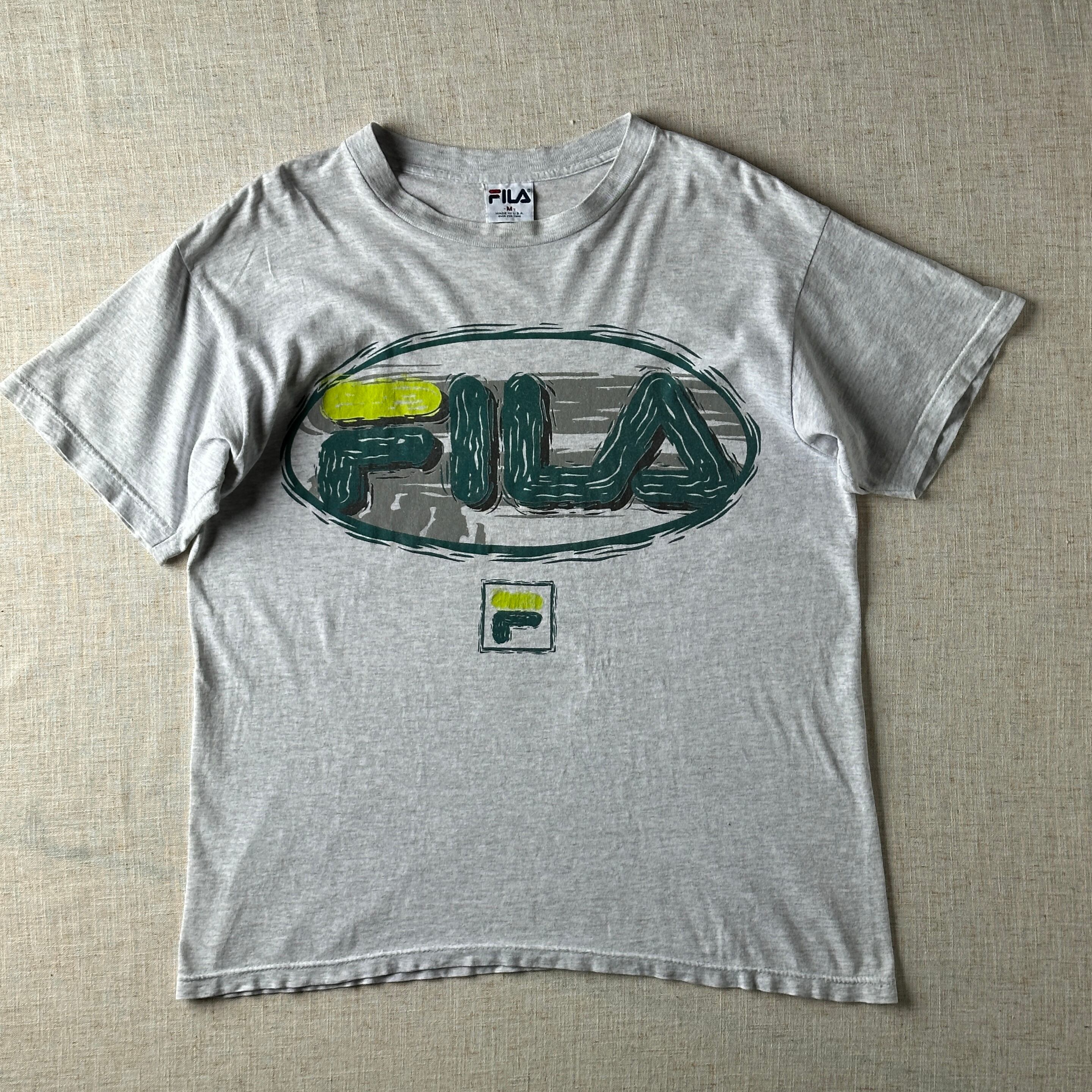 90s FILA Logo Print T-Shirt, Made in USA, Unisex L
