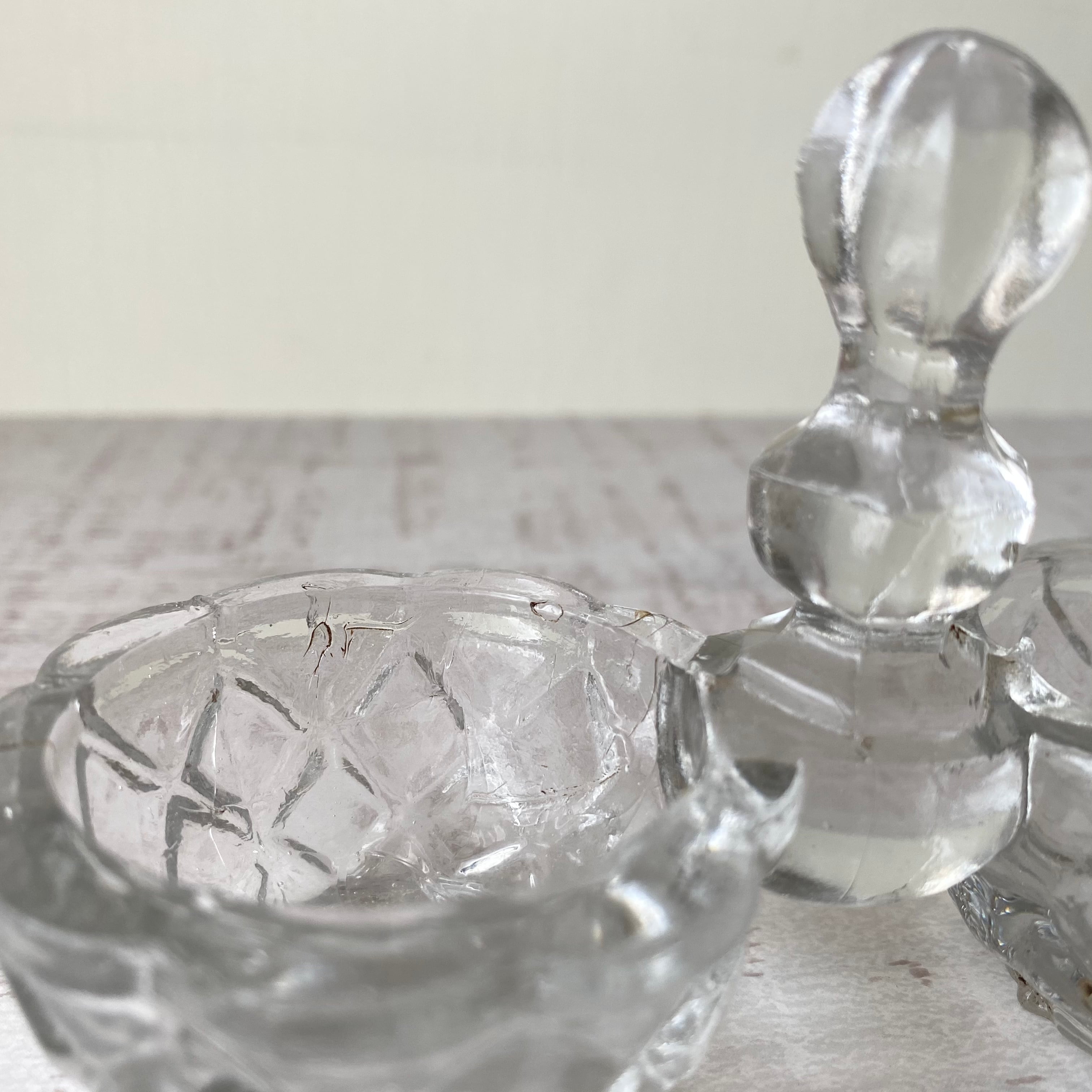 France プレスガラス・塩胡椒入れ (clear) / uv0143 | Petit Musée