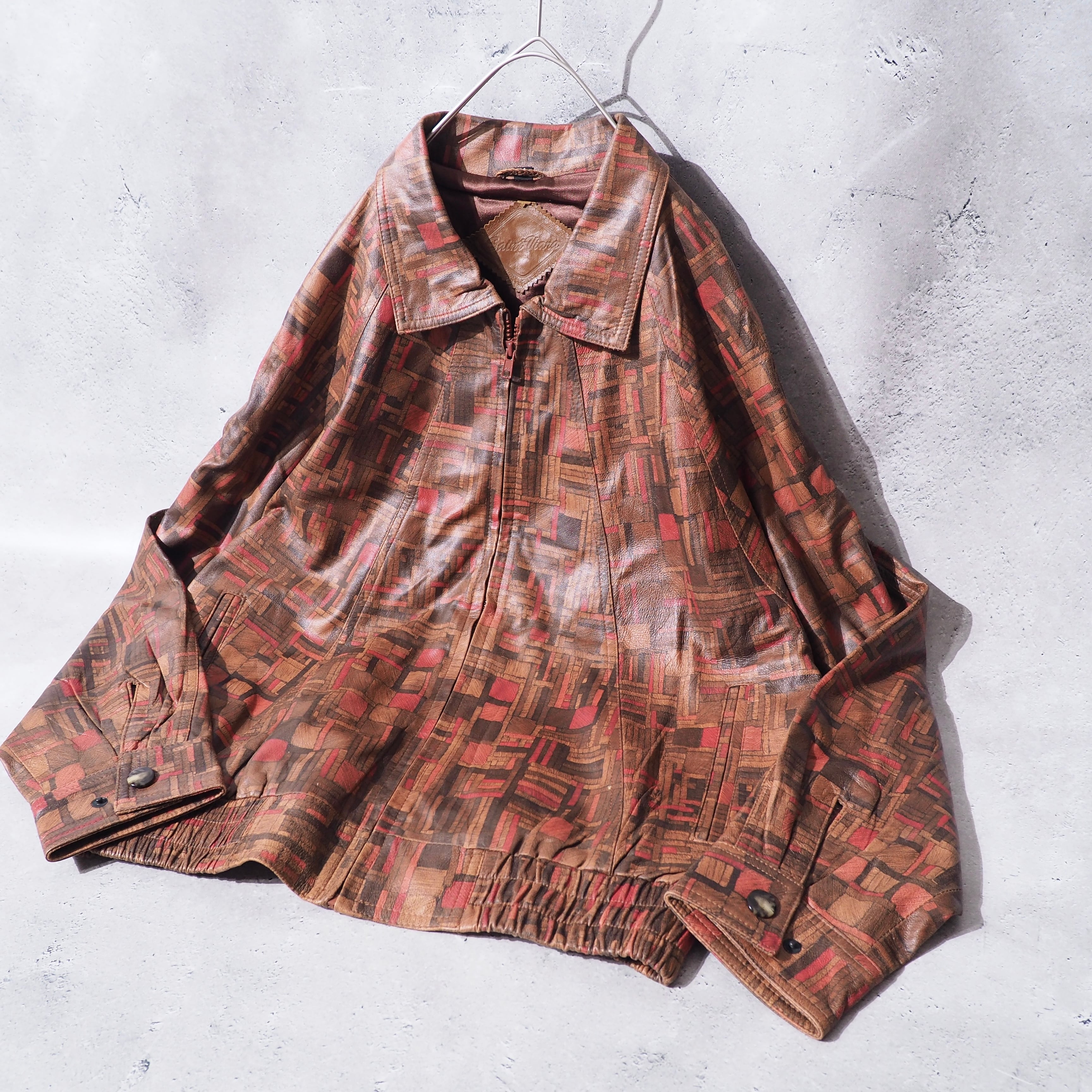 " Special " Geometric full pattern Design sheep leather jacket