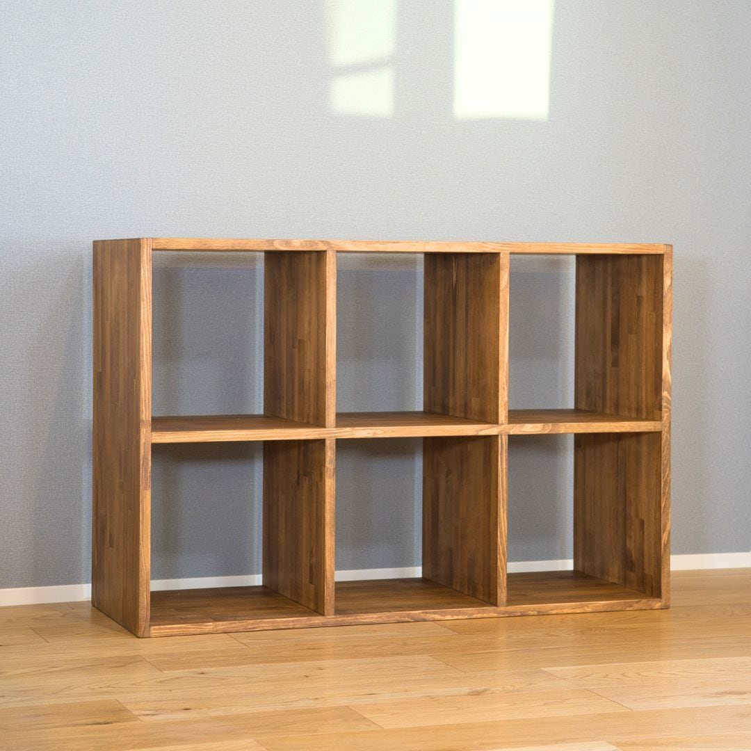 ワイドマスシェルフ 30cm角 2×3タイプ｜選べる脚付き・木製収納棚