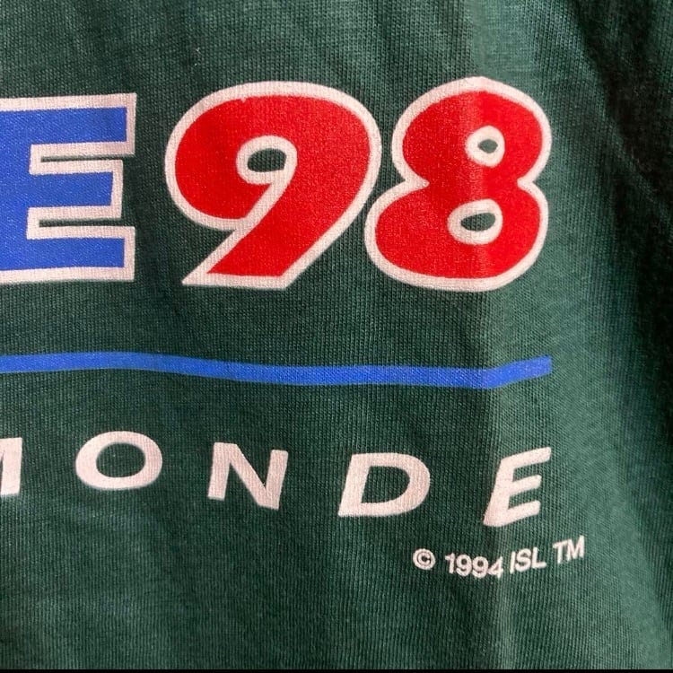 希少90sヴィンテージFIFA98年フランスWカップ国旗フティックスTシャツ