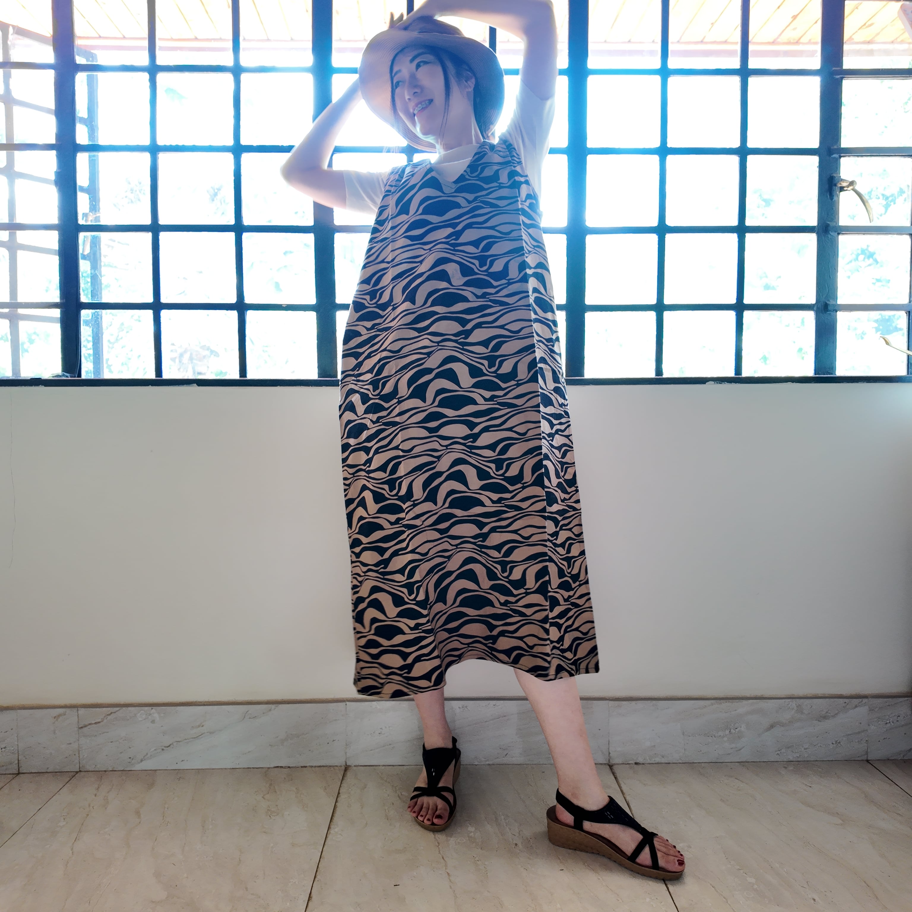 front backワンピース =brown black