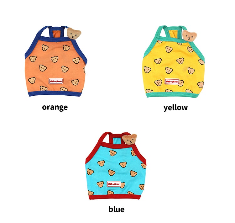 【SALE】  kuma mini crop top S ~ XL 3color  /  犬の服 犬服 新作 夏 ショート丈 クロップドトップス 小型犬 中型犬 ペット洋服 ドッグウェア ペット用品 袖なし タンクトップ  top133