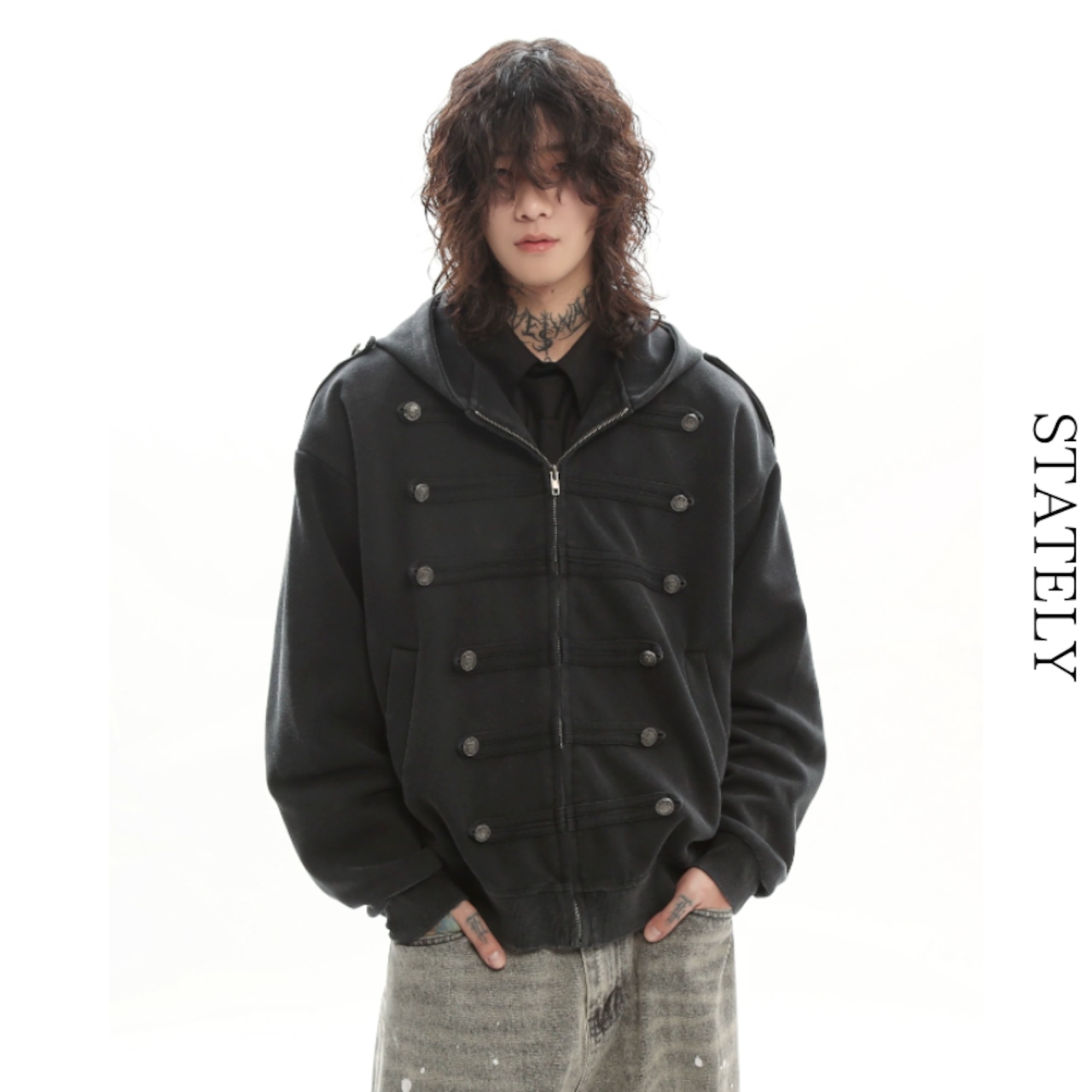 Military Button フーディー_T249・画像4