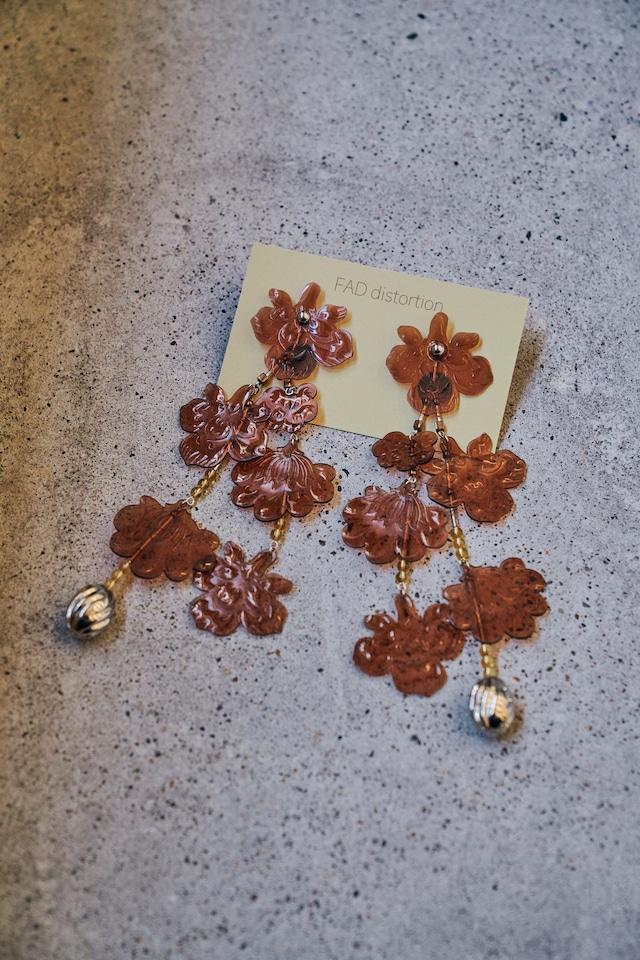 405-01 drop / col. brown  /  orchid & vintage beads earrings