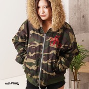 ◆フードファー クロップド パフジャケット◆gt-c25103