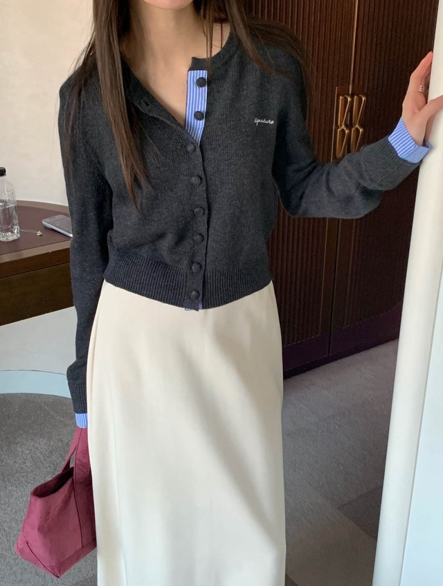 (予約) signature / Army stripe cardigan 3color