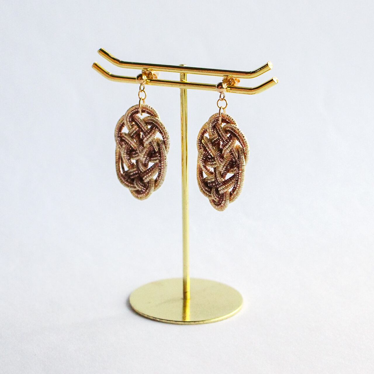 水引ピアス・イヤリング - TSUYA - ゴールド×ブラウン | 紙単衣