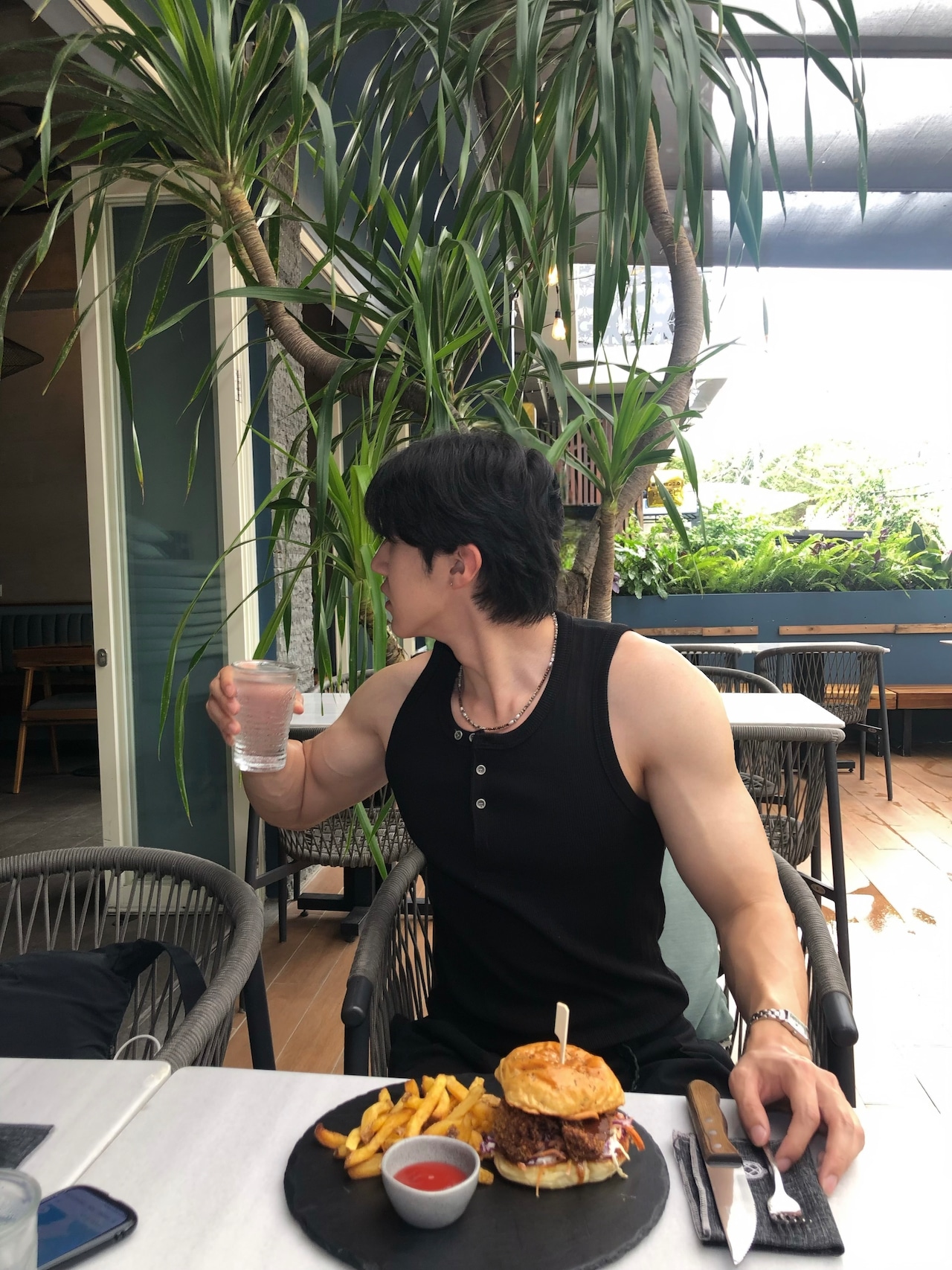 【Muscle Fit】Layered Ribbed Heley Neck Tank Top (3color) - 12