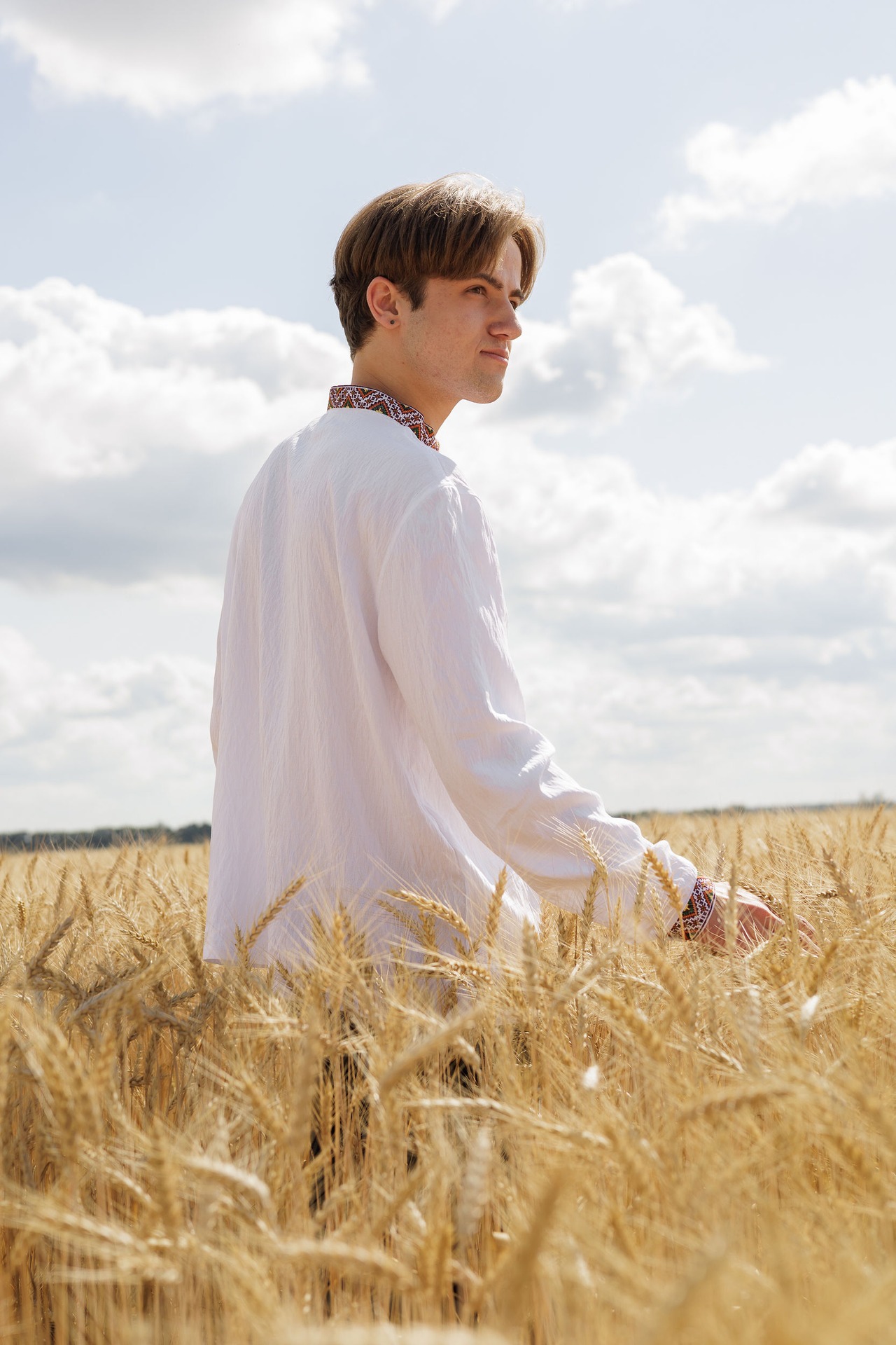 ウクライナ刺繍ヴィシヴァンカ（白）クロスステッチ手刺繍　Mサイズ　メンズ - 13