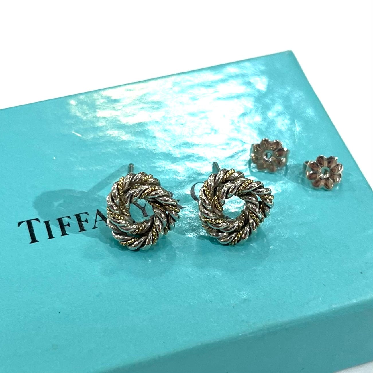 Tiffany & Co. スワロフスキー ピアス TIFFANY&Co.】SV925×K18 750 ツイスト コンビ スタッドピアス SV925