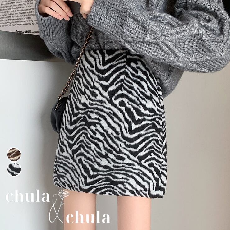 大きいサイズ レディース韓国ファッション ゼブラ柄ミニスカート ハイウエスト Aライン カジュアル 大人可愛い オルチャン Ch1972 可愛い 大きいサイズ韓国レディースファッション通販 Chulachula チュラチュラ