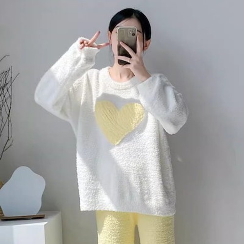 【最安値挑戦 !】2点セット/ズボン パジャマ レディース 春夏 ルームウェア 上下セット 長袖 パジャマ 韓国ファッション もこもこパジャマ 超保温ふんわり肌触りスウェット