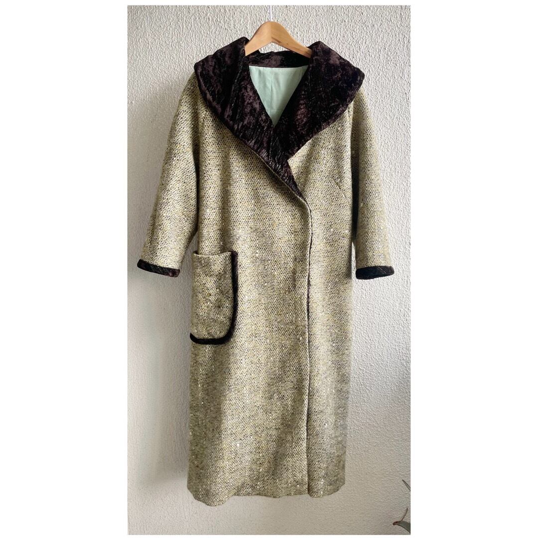 フランス買付 ヴィンテージ ツイードコート ガウンコート ショール