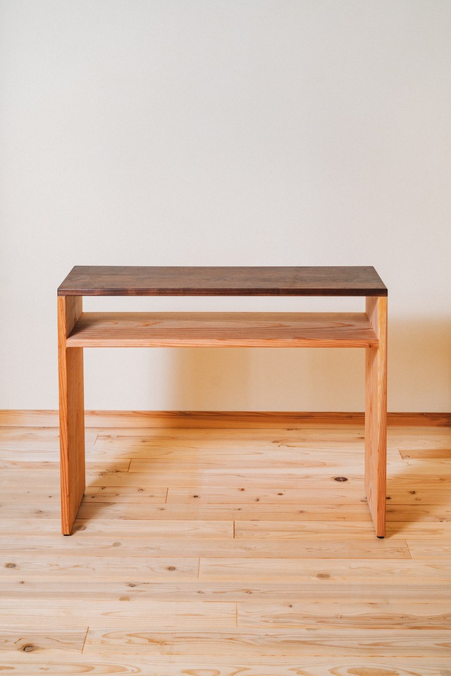 ウォールナット × 杉無垢材　スリムテーブル｜幅90cm
