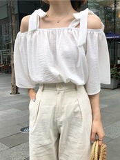 オフショルリボントップス D1374