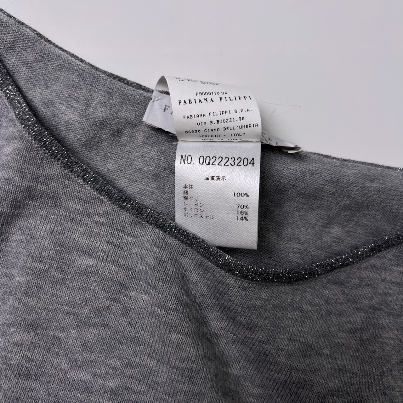 FABIANA FILIPPI ファビアナフィリッピ イタリア製 ノースリーブ コットンニット カットソー 46/L/グレー