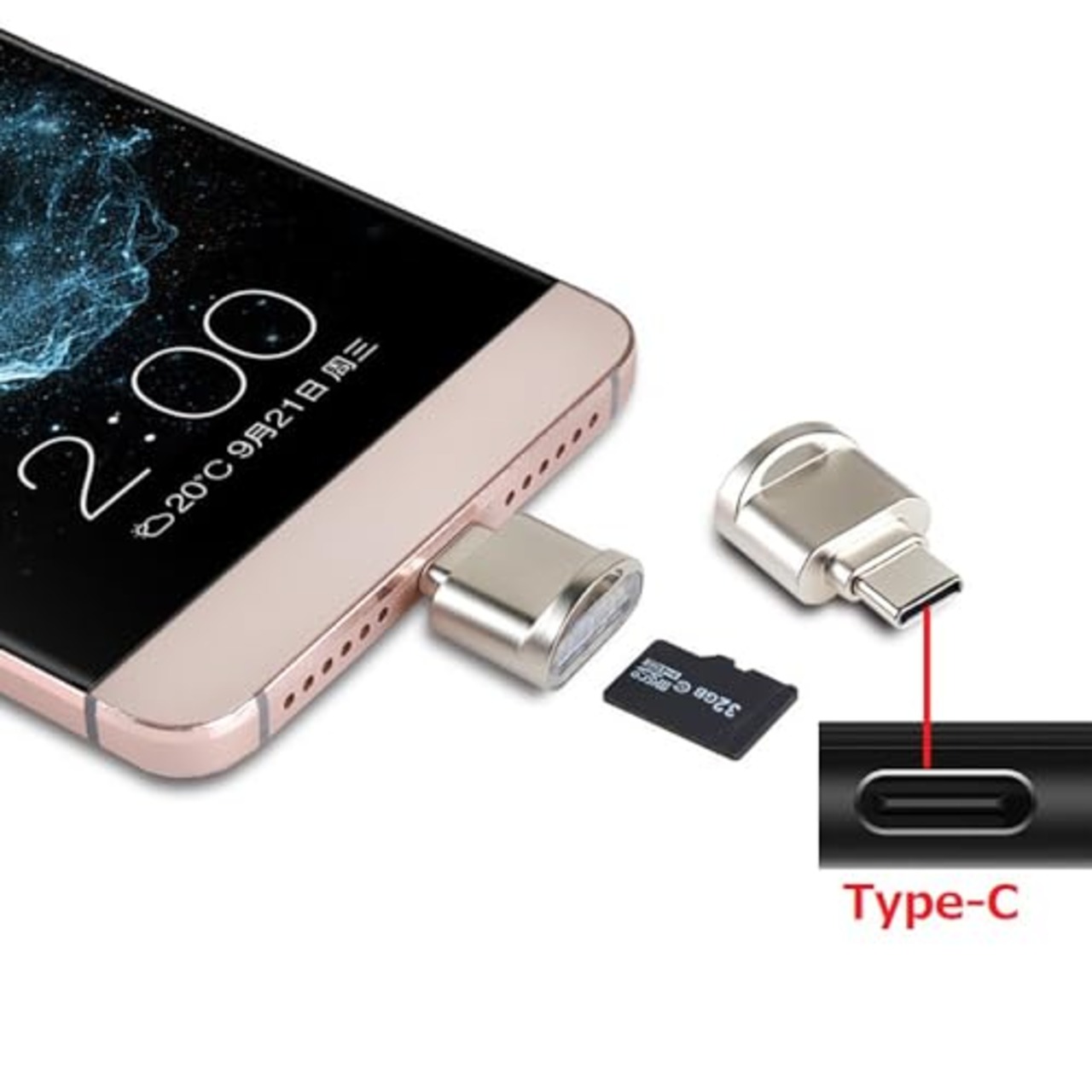 AXYO Type-C カードリーダー MicroSD カード対応 タイプC メモリーカードリーダー OTG 変換アダプタ 汎用 USB Type-Cポートのデバイスに対応 シルバー