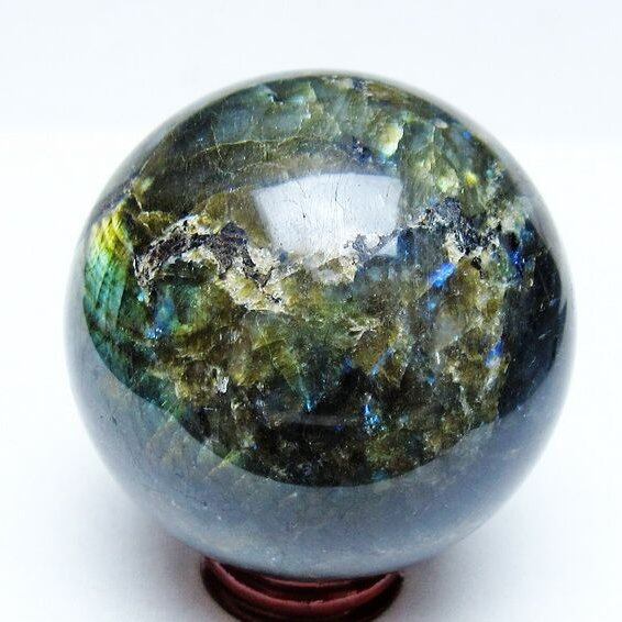 ラブラドライト 丸玉 77mm スフィア 置物 一点物 151-9136