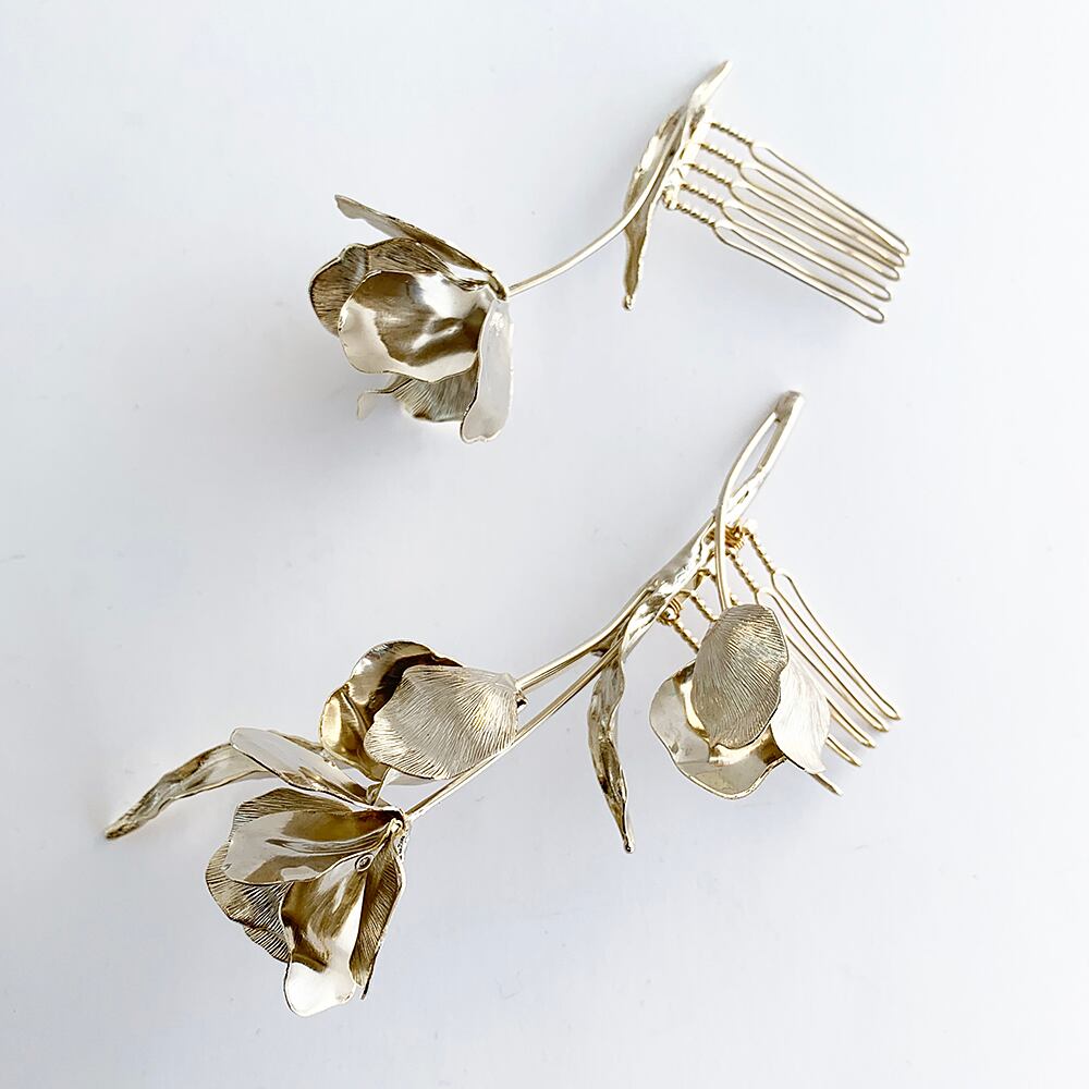 ゴールドフラワー/コーム2個セット【THH-703-GO】