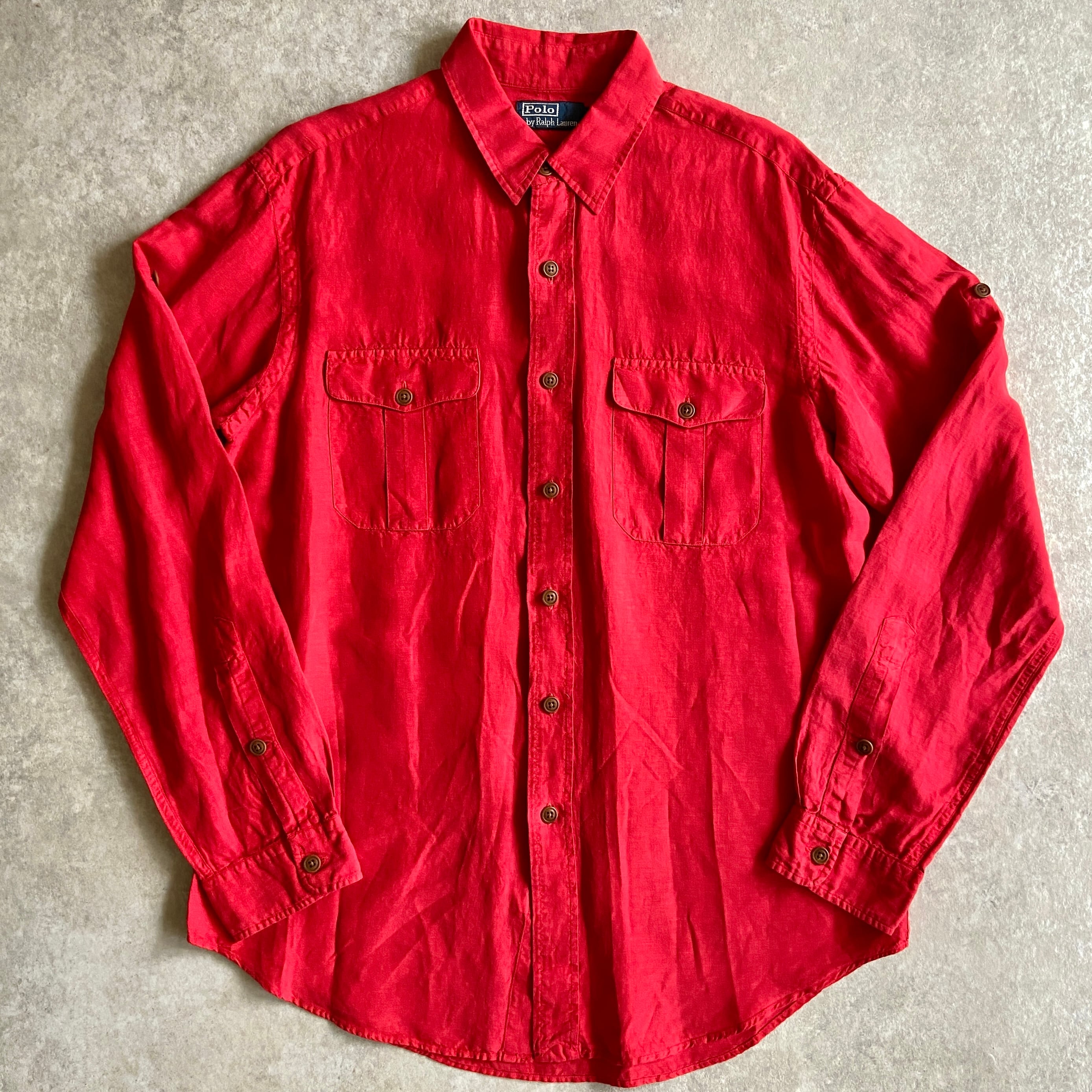 1990s Polo Ralph Lauren L/S Linen Silk Shirt L G503 | ROGER'S used